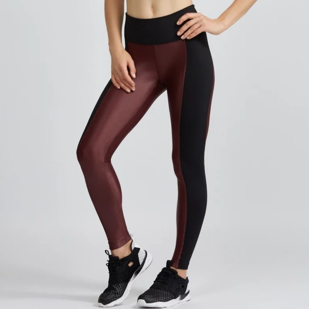 carbon38 breaker metallic wine leggings high rise - Picture 1 of 6